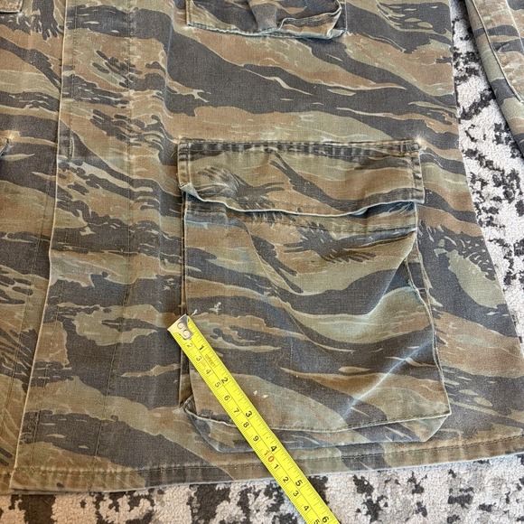80s Tiger Stripe Camo Military Field Jacket Men's Medium Green Camouflage VTG - Picture 6 of 11